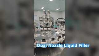 Универсальная машина для розлива и укупорки «два в одном» со множеством видов бутылочек с лосьонами и кремами.